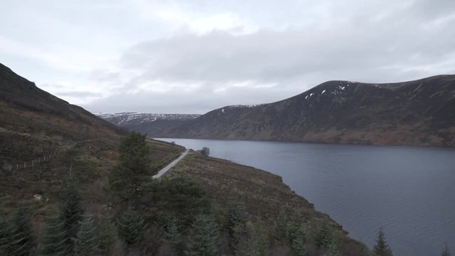 Aerial 5 of Loch Glass in Dingwall, Scotland
