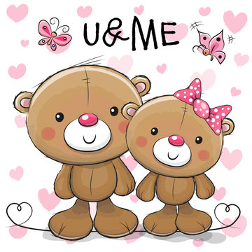 Two cute Cartoon Teddy Bears