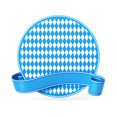 Blue bavarian ribbon banner with circle silhouette card - diamond pattern
