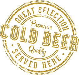 Vintage Cold Beer Stamp Sign