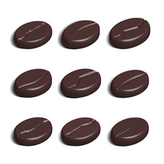 Coffee beans in 3D, vector illustration.
