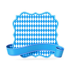 Blue bavarian ribbon banner with vintage rectangle silhouette card - diamond pattern