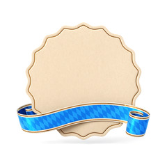 Curled bavarian ribbon banner with seal silhouette card