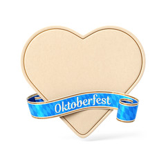 Curled bavarian ribbon banner with heart silhouette card - Oktoberfest