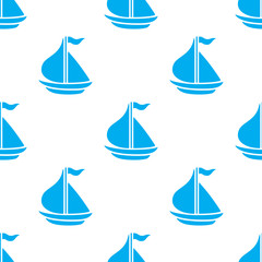 Hand drawn cartoon style ship seamless pattern. Vector illustration.