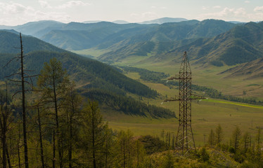 Obraz premium Electric pillar in the mountain