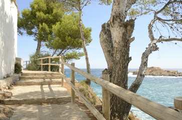 Fototapeta na wymiar Pathway over the cove in Begur, Catalonia, Spain