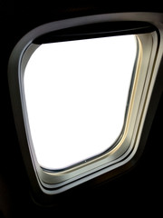 View from airplane window with white background color