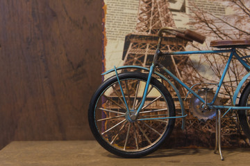 Obraz premium toy or model bicycle on shelf wood coffee shop