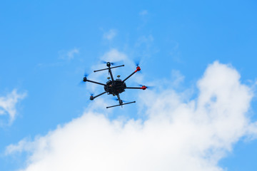 Flying hexacopter drone
