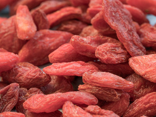  Red dried goji berries. Goji berries  on wooden background