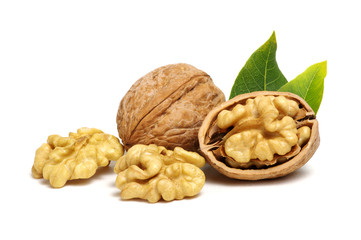 Walnuts with leaves