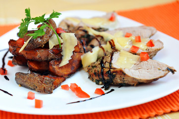 Grilled meat fillet on the plate