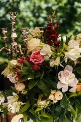 Wedding decor table setting and flowers