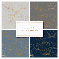 Golden Flower Vintage Pattern Background and template