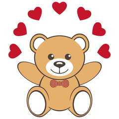 Toy bear with red hearts