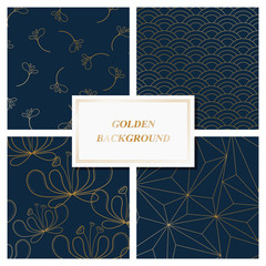 Golden and blue line Vintage Pattern Background and template