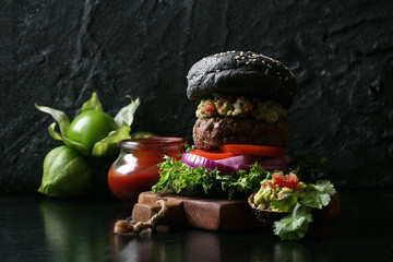 Home made burger with guacamole