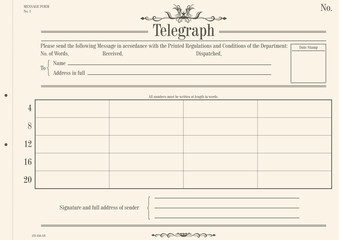Vintage telegraph form. Flat vector for further editing.
