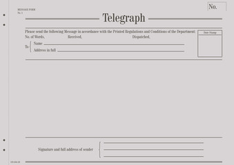 Vintage telegraph form. Vector. - obrazy, fototapety, plakaty