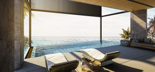 Swing sofa and daybed on the Swimming pool