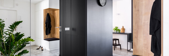 Anteroom with modern mirrored wall