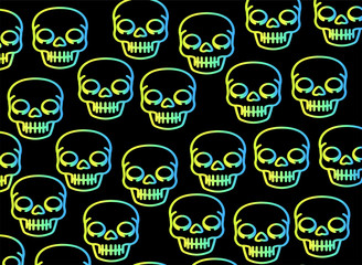 Bright neon skulls