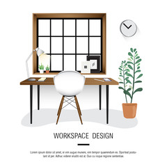 White Workspace InteriorMinimal White Workspace Interior Design Vector