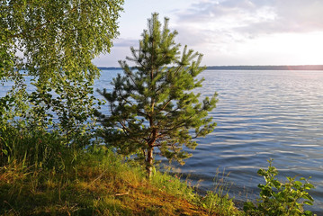 Mesmerizing views of the large lake. Lake Baltym, Sverdlovsk oblast, Russia.