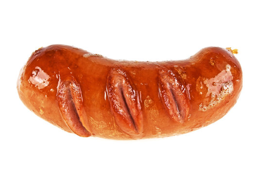 Grilled barbecue sausage isolated on a white background