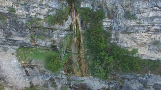 Waterfall in France viewed by drone