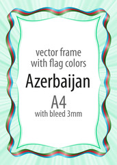 Frame and border of ribbon with the colors of the Azerbaijan flag