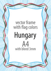 Frame and border of ribbon with the colors of the Hungary flag