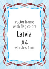 Frame and border of ribbon with the colors of the Latvia flag