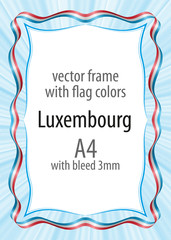 Frame and border of ribbon with the colors of the Luxembourg flag