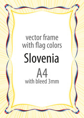 Frame and border of ribbon with the colors of the Slovenia flag