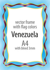 Frame and border of ribbon with the colors of the Venezuela flag