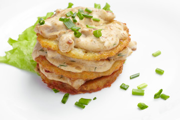 potato pancakes with sauce