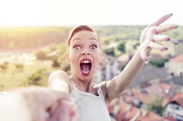 woman above the world