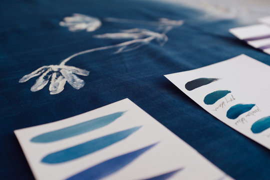 Blue Colour Samples For DIY Textile Painting