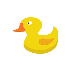 Vector illustration, icon. Yellow rubber duck toy, bath toy.