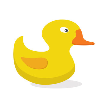 Vector illustration, icon. Yellow rubber duck toy, bath toy.
