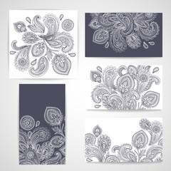 Set of banners with floral Indian ornaments can be used as greet