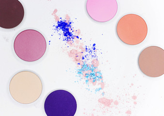 Colored shadow for professional make-up on white