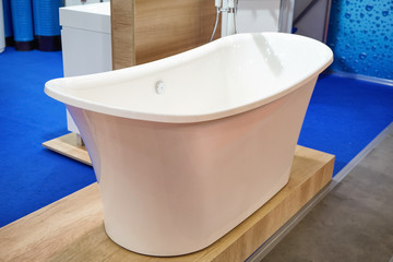 Modern new bathtub presented in store