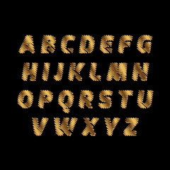 Sketch Alphabet - golden color letters are made like a scribble. Vector concept collection of gold sketch fonts isolated on white background metaphor to school,education, artistic, graffiti