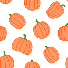 Seamless pumpkin pattern, halloween vector background, EPS 8