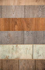 Assortment of laminated flooring samples in hardware store