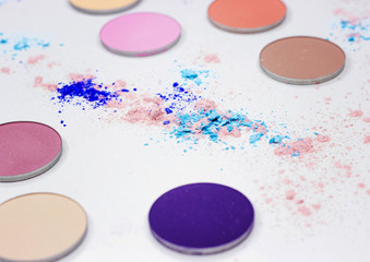 Colored shadow for professional make-up on white