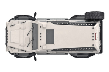 Suv car automotive, top view. 3D rendering